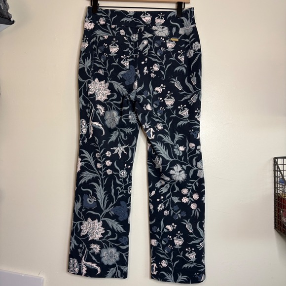 Spartina 449 Maren Kick Flare Floral Print Pants Navy Blue Size M - Picture 5 of 8